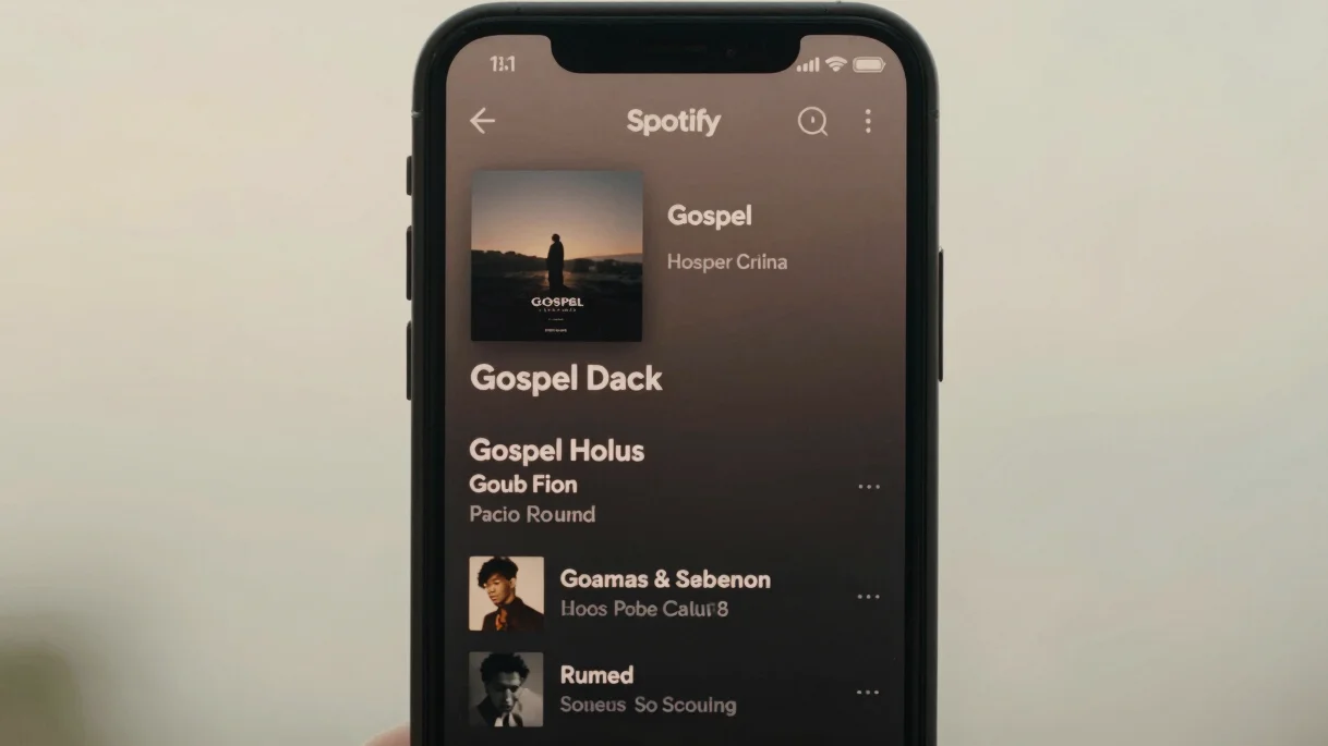 A close-up of a smartphone screen displaying the Spotify app inte